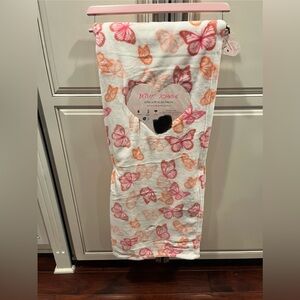 Betsey Johnson Pink and Orange Butterfly Throw Blanket